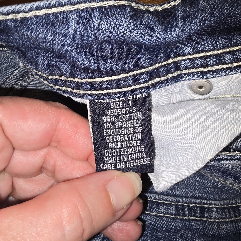 Vanilla Star Blue Jean Shorts Distressed Raw Hem - Picture 3 of 4